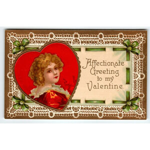 Valentine Postcard Ellen Clapsaddle Affectionate Greetings Germany Embossed 841